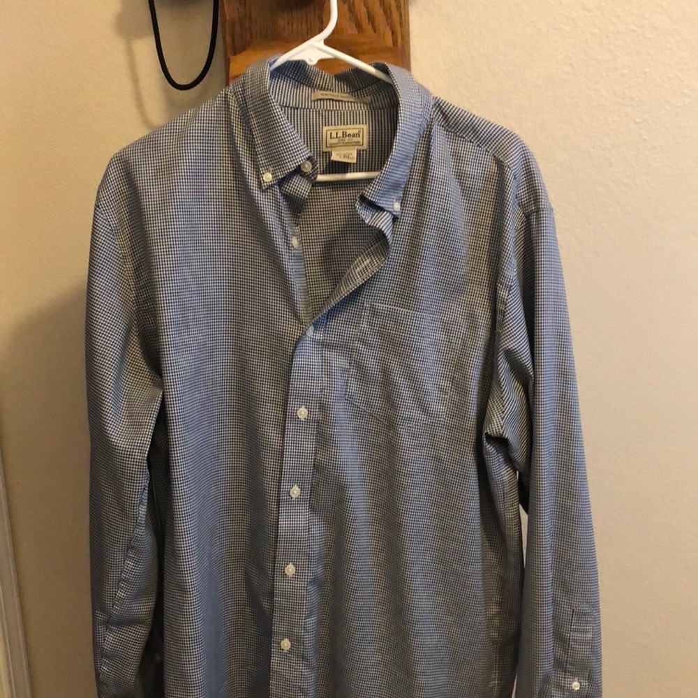 L.L. Bean blue houndstooth dress shirt